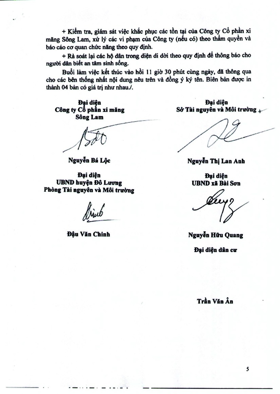 Biên bản làm việc giữa các bên liên quan.