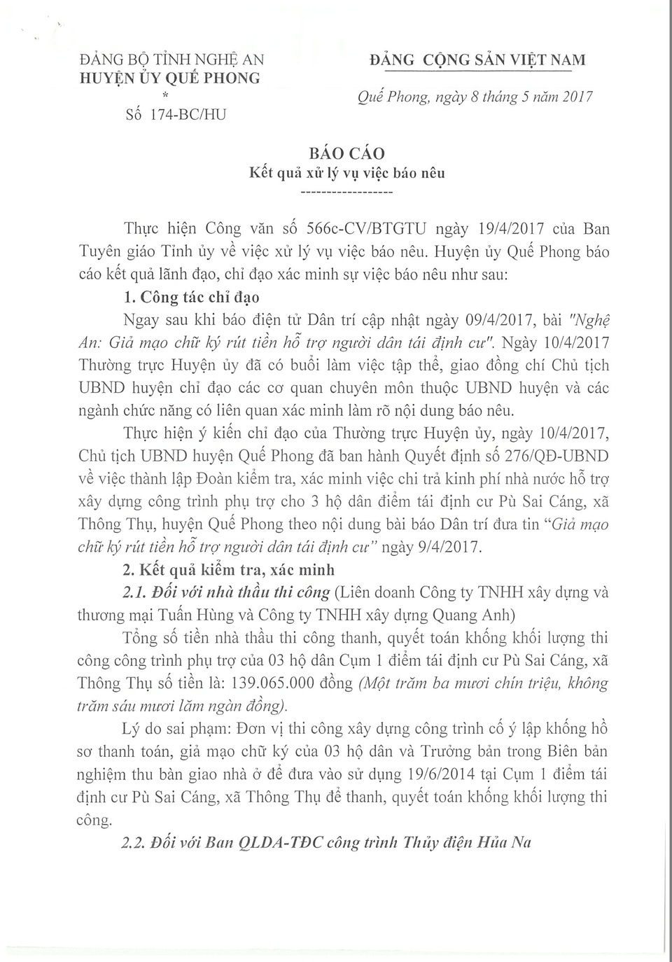 Sáng tỏ vụ giả mạo chữ ký rút tiền hỗ trợ người dân tái định cư! - 1 Sáng tỏ vụ giả mạo chữ ký rút tiền hỗ trợ người dân tái định cư! - 1