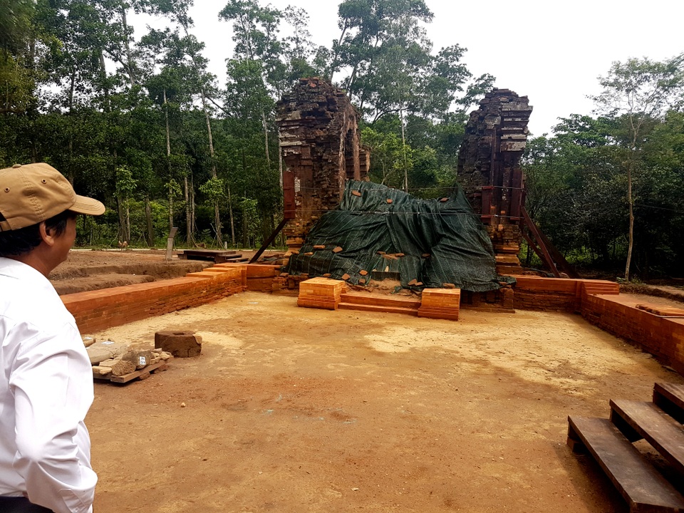 Hoàn thành công tác khai quật đoạn đường cổ ở Thánh địa Mỹ Sơn - 1 Khu tháp K đã được khai quật để trùng tu