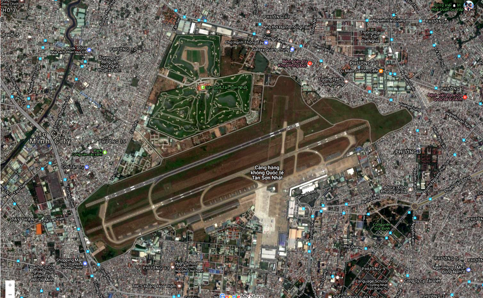 Cận cảnh sân golf VIP nằm trong… sân bay Tân Sơn Nhất - 1 Sân golf Tân Sơn Nhất hiển thị trên Google Map.