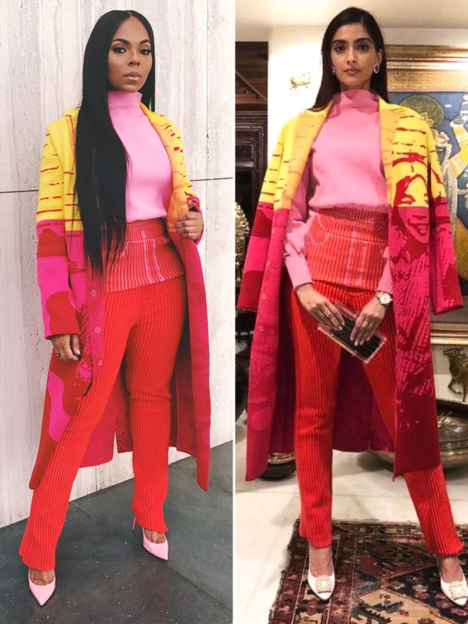 Khi người đẹp liên tục "đụng hàng" - 5
Ashanti và Sonam Kapoor nổi bật với cây đồ hiệu Zoe Champion