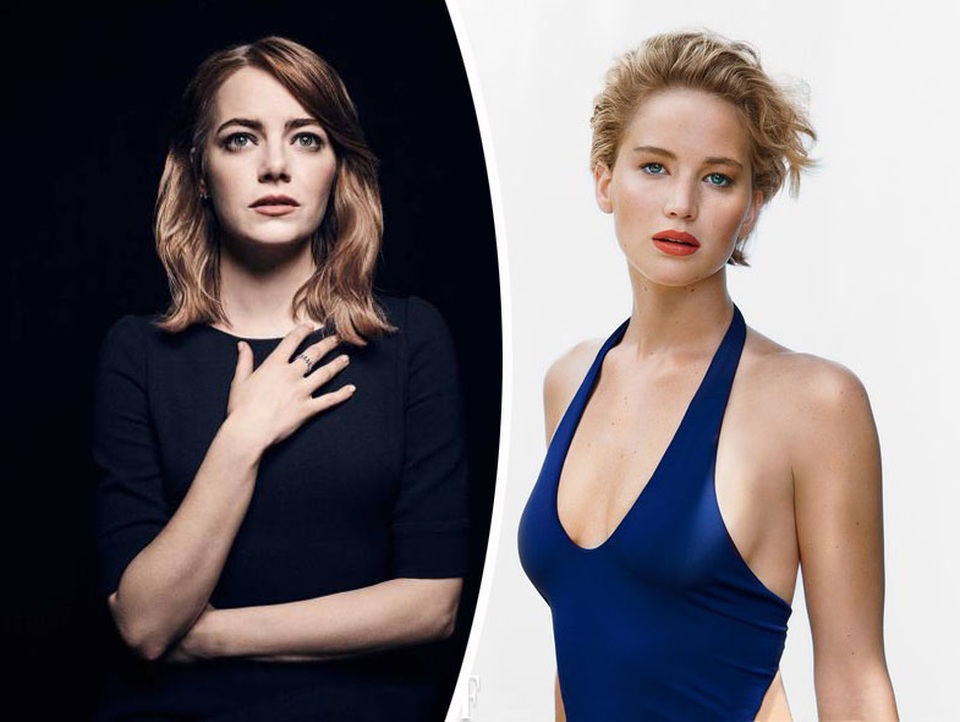 Nữ chính “La La Land” kiếm tiền giỏi nhất trong giới minh tinh - 1 Hai nữ diễn viên - Emma Stone (trái) và Jennifer Lawrence (phải)