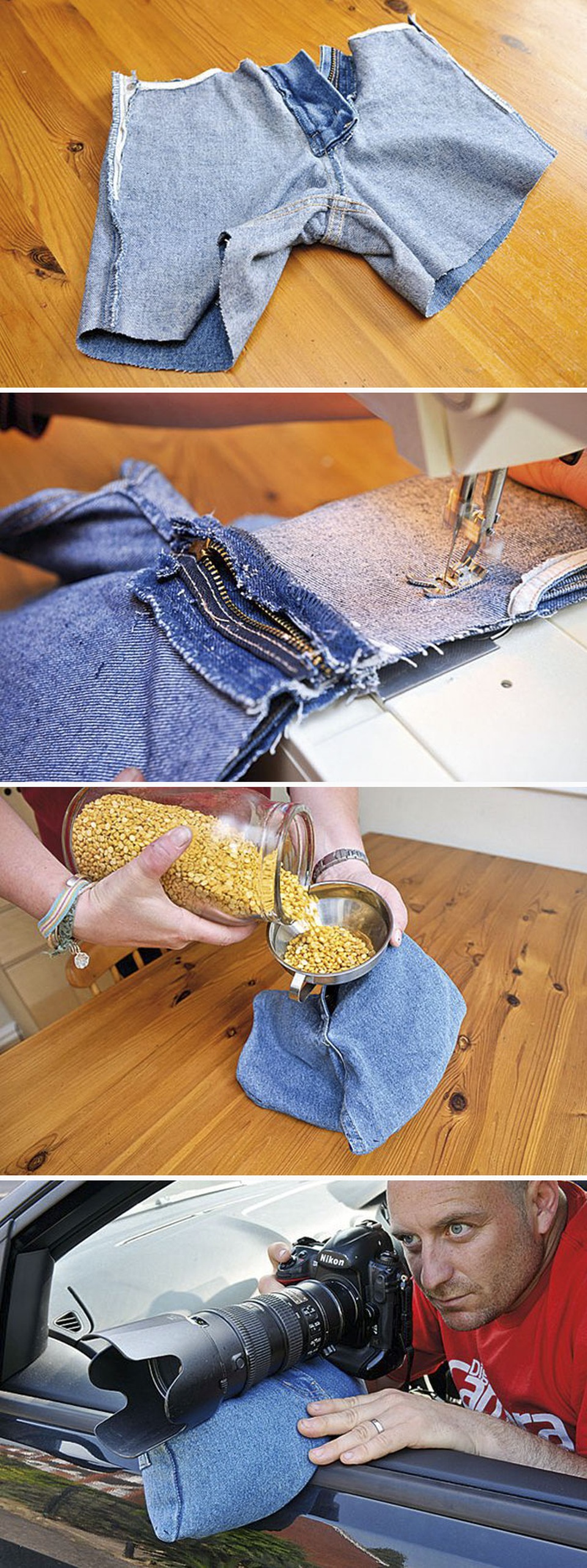 Giảm độ rung của camera bằng một túi chứa ngô, đậu hoặc bông thay vì mua tripod, bộ chống rung đắt tiền.