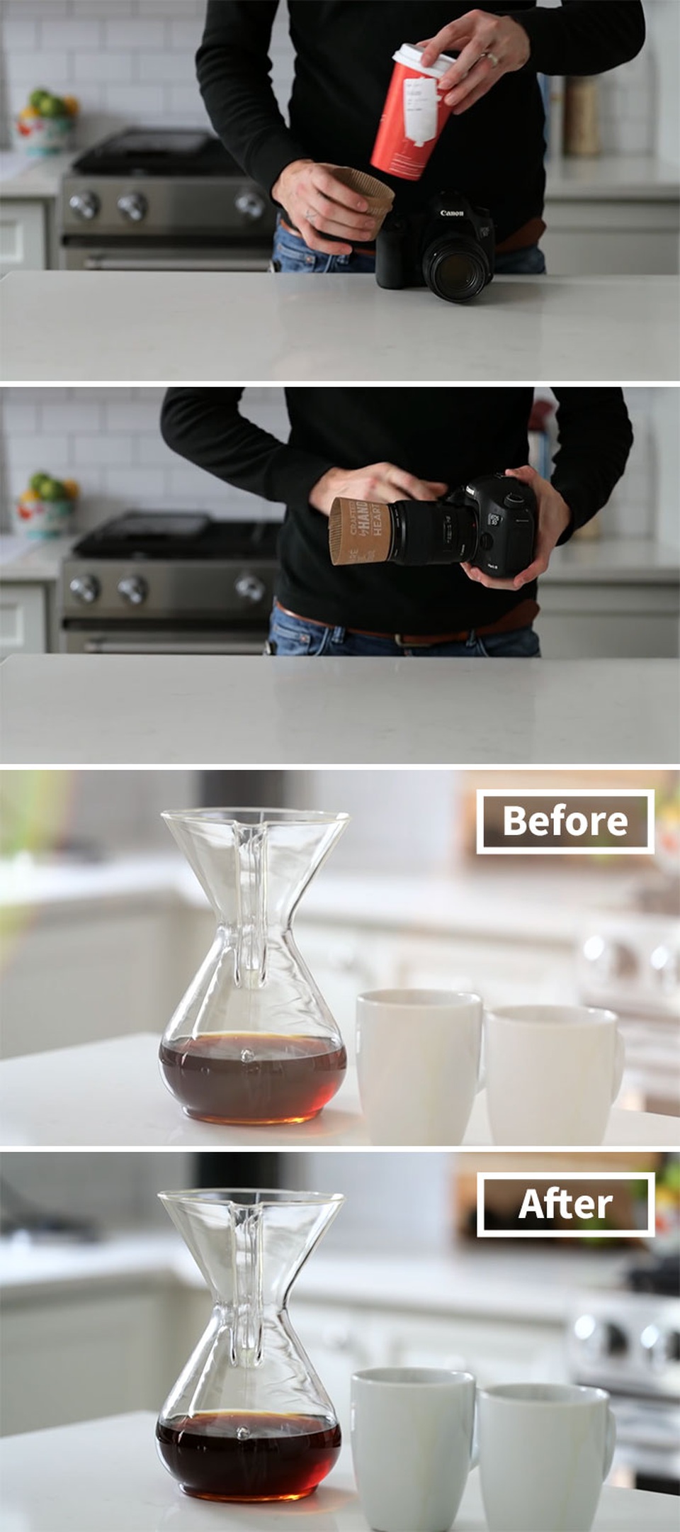 Sử dụng cốc đựng cà phê để làm bộ chắn sáng.