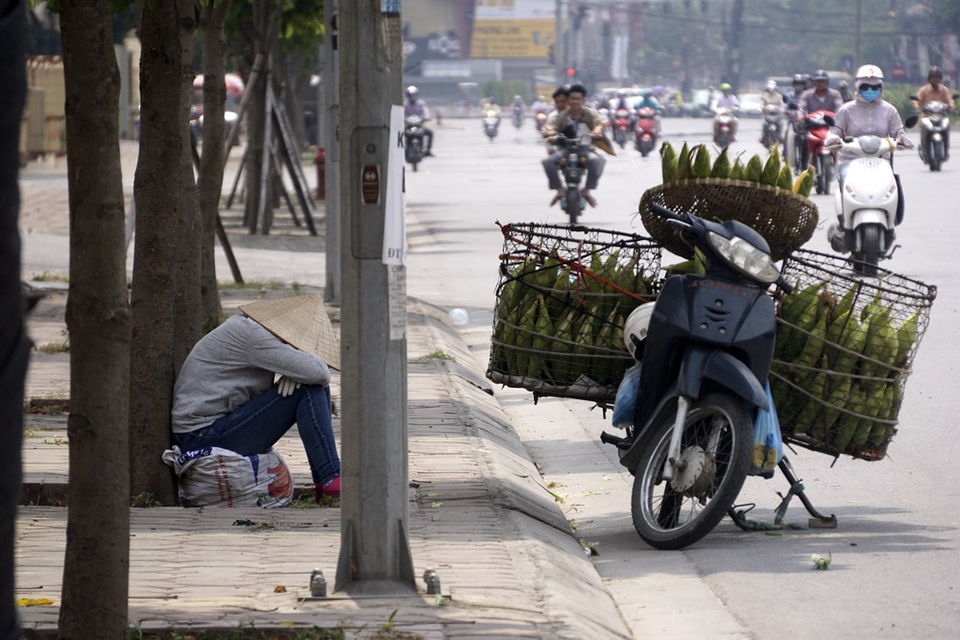 Giấc ngủ giữa trưa hè của một người bán ngô.