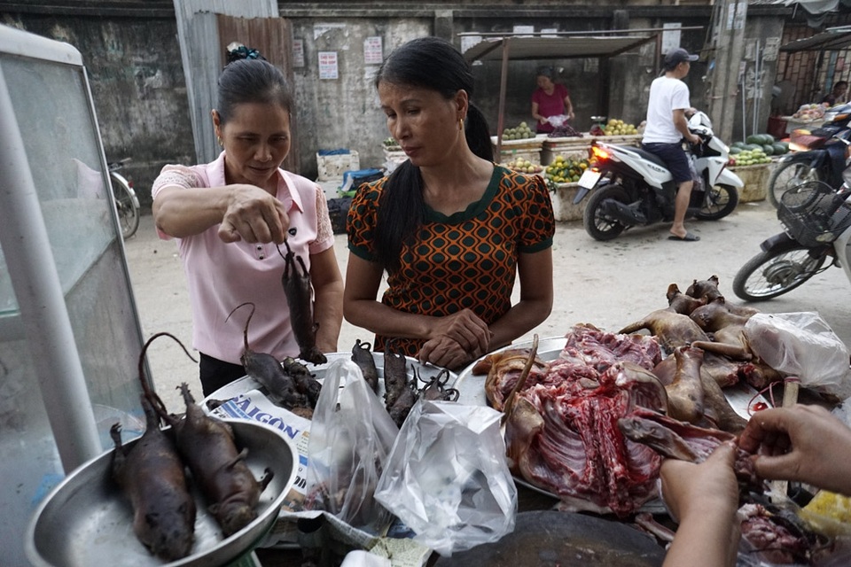 
Giá chuột bán ở chợ khoảng 80 nghìn đồng/kg. Khách mua, chuột mới được cắt bỏ đầu, đuôi, toàn bộ ruột. Việc chế biến sau cùng sẽ do người ăn tự quyết định.
