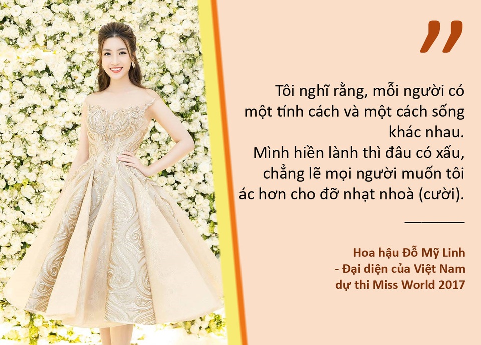 Hoa hậu, áo dài và những cuộc chơi đẳng cấp quốc tế - 1 Xem thêm: Hoa hậu Đỗ Mỹ Linh: “Chẳng lẽ mọi người muốn tôi ác hơn cho đỡ nhạt nhoà?”
Hoa hậu Đỗ Mỹ Linh chính thức đại diện Việt Nam thi Miss World 2017
Đỗ Mỹ Linh tự tin khi đại diện Việt Nam thi Hoa hậu thế giới