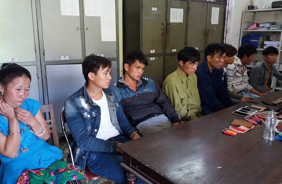 
8 đối tượng tại cơ quan điều tra công an huyện Kỳ Sơn.
