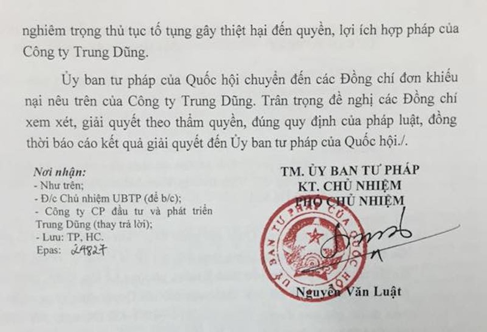 Hà Nội: Doanh nghiệp kêu cứu, nhiều cơ quan Trung ương yêu cầu làm rõ - 2
Uỷ ban Tư pháp Quốc hội đề nghị làm rõ các nội dung kêu cứu của doanh nghiệp.