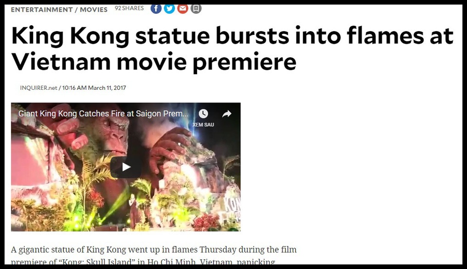 “Kong” thu về hơn 18 tỷ đồng tại Việt Nam chỉ sau một ngày công chiếu - 8 Tờ Inquirer (Mỹ)