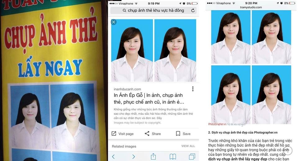 Cô gái bị "săn lùng ráo riết" vì sở hữu ảnh thẻ đẹp mê hồn - 2 Tấm ảnh thẻ của Hoàng Phượng xuất hiện trên google và được rất nhiều cơ sở lấy lại để làm ảnh thẻ mẫu