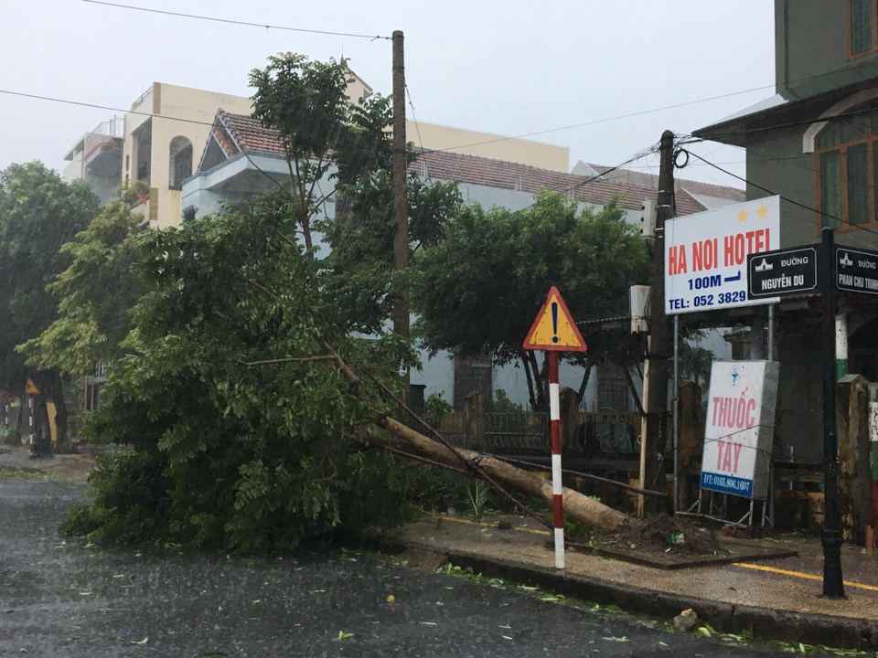 Bắc miền Trung mưa trắng trời, gió giật dữ dội trong bão - 20
Bão chưa vào nhiều nơi đã tơi tả. (Ảnh: Đặng Tài)