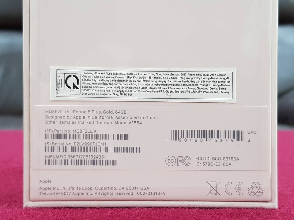 Mã LL/A của iPhone 8 Plus