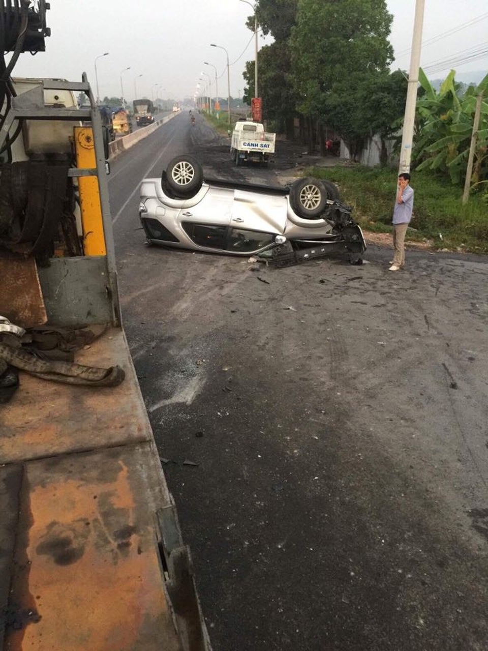 
Hai vụ TNGT xảy ra cùng 1 khu vực (Ảnh: M.H)
