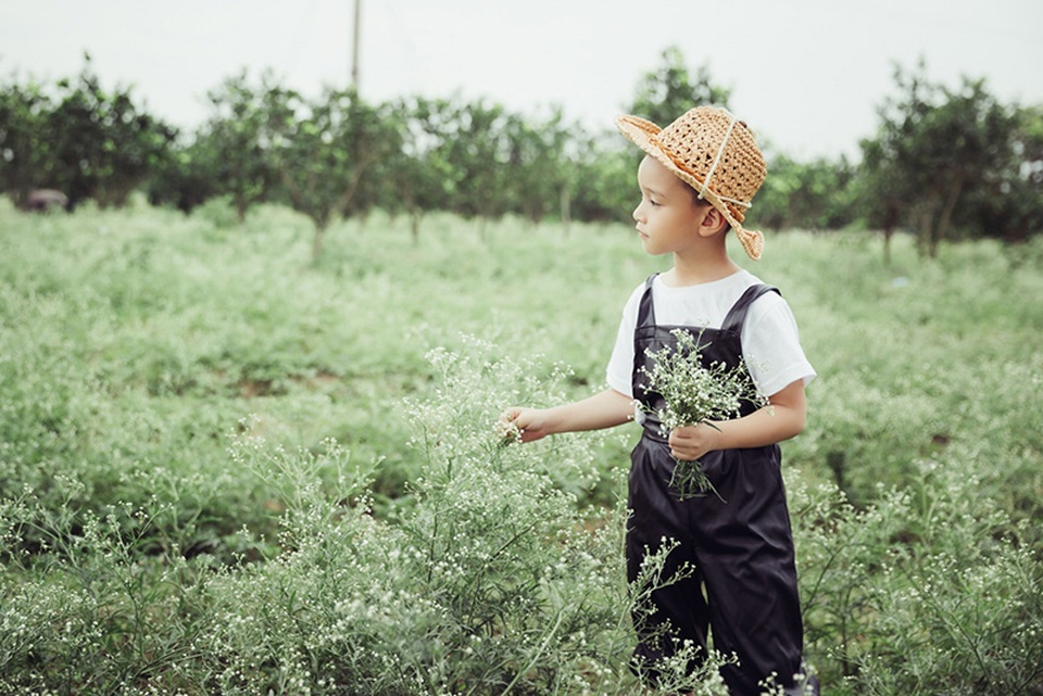 Cặp mẫu nhí cực đáng yêu trên cánh đồng hoa dại - 8 Ý tưởng của bộ ảnh là về hai bạn nhỏ thanh mai trúc mã.