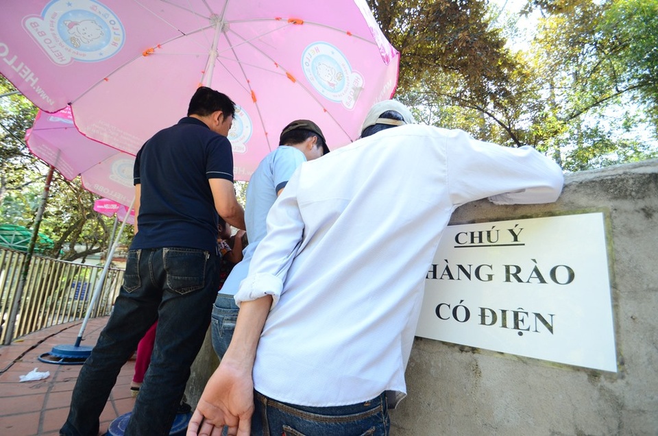 Đến Thảo Cầm Viên để… chọc phá thú (?!) - 3 Bảng cảnh báo có điện bên dưới hàng rào an toàn nhưng nhiều người vẫn cứ thích chồm người để xem thú gần hơn.