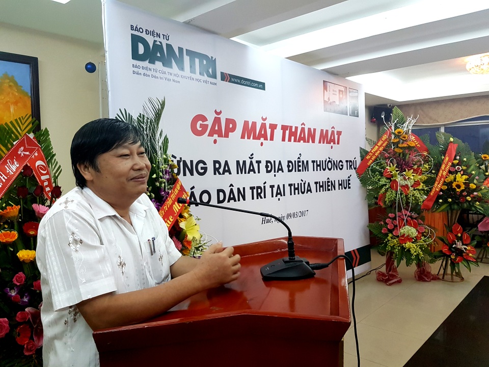 Ra mắt địa điểm thường trú Báo Dân trí tại Thừa Thiên - Huế - 3 Ông Nguyễn Thái Sơn, Ủy viên Thường vụ Tỉnh ủy, Trưởng Ban Tuyên giáo Tỉnh ủy Thừa Thiên - Huế phát biểu tại buổi lễ ra mắt địa điểm thường trú báo Dân trí tại Thừa Thiên - Huế