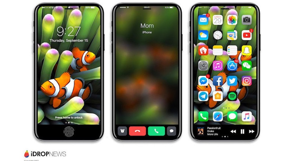 Apple đang đứng trước một canh bạc lớn? - 2 Thiết kế trong mơ của iPhone 8 cùng cảm biến vân tay tích hợp bên dưới màn hình. Tuy nhiên công nghệ này tiềm ẩn nhiều rủi ro vì chưa được thực hiện thành công trước đây.