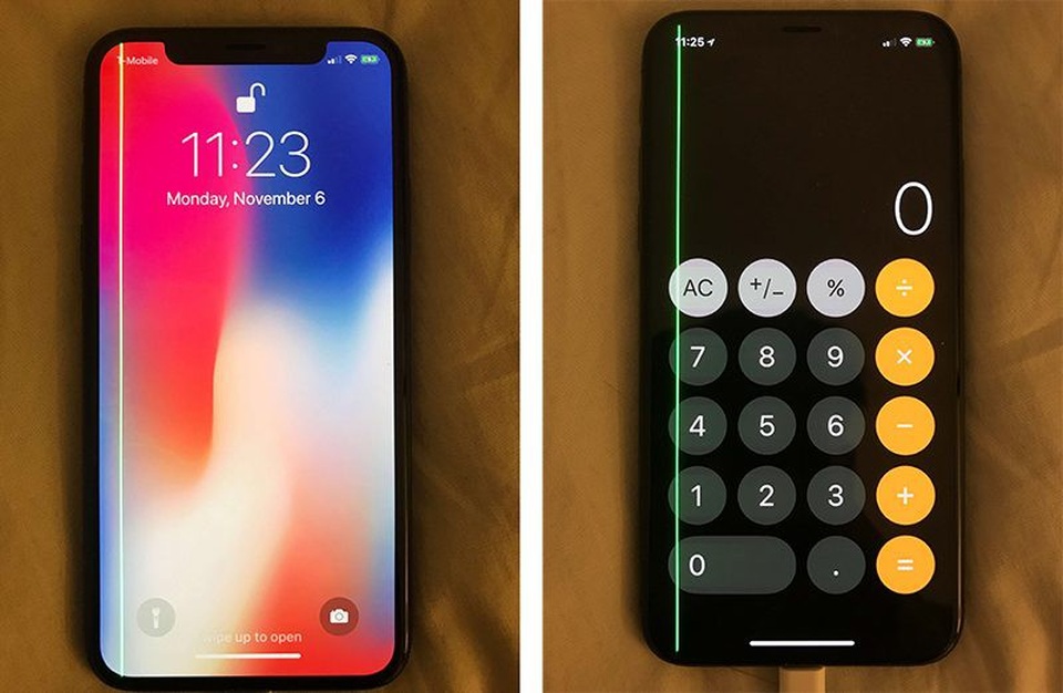 Ít nhất 25 trường hợp iPhone X gặp lỗi sọc xanh màn hình - 4 Ở một vài chiếc, đường sọc xanh xuất hiện ở cả giữa màn hình.