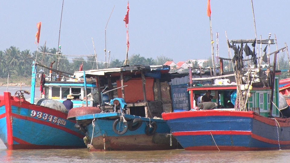 Cửa biển bị bồi lấp, hàng trăm tàu thuyền bị mắc kẹt - 3 Nhiều tàu cá ngư dân phải nằm bờ ở khu vực biển Cửa Đại, TP Hội An