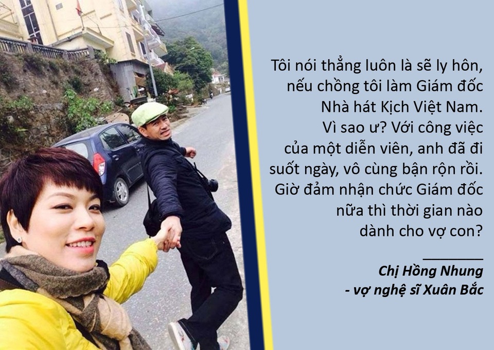 Vợ nghệ sĩ Xuân Bắc tố đồng nghiệp và đại sứ du lịch bị hành hung - 1 Xem thêm: Vợ Xuân Bắc sẽ ly hôn nếu chồng làm Giám đốc Nhà hát Kịch Việt Nam
Vợ nghệ sĩ Xuân Bắc: “NSND Anh Tú phải xin lỗi tôi”
Diễn biến mới nhất vụ vợ nghệ sĩ Xuân Bắc tố bị đồng nghiệp chèn ép