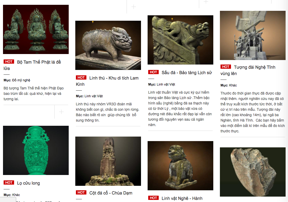 "Bảo tàng" cổ vật 3D online của chàng trai tuổi 20 - 2 Hình ảnh trên website 3D của Nguyễn Trí Quang.