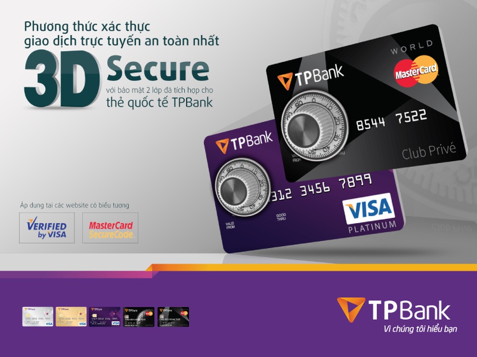 TPBank gia tăng tính năng bảo mật cho người dùng - 2 3D Secure với bảo mật 2 lớp đã tích hợp cho thẻ quốc tế TPBank