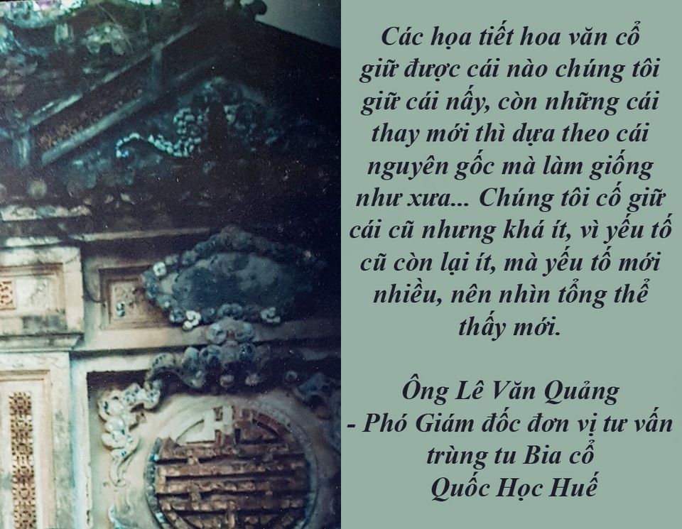 “Nóng” chuyện trùng tu di tích - 4 Vụ trùng tu bia cổ Quốc Học: Hoa văn cũ còn lại rất ít, phần lớn là mới!