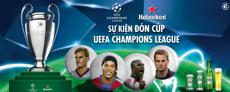 Đón cúp UEFA Champions League – Dấu ấn của những huyền thoại - 1 ‘Hành trình cuồng nhiệt đón cúp UEFA Champions League” cùng Heineken không những là cuộc tái ngộ lịch sử giữa 4 tên tuổi huyền thoại của làng túc cầu thế giới Ronaldinho Gaucho, Ronald De Boer, Frank De Boer và Clarence Seedorf mà còn thổi bùng không khi bóng đá cho hàng vạn tín đồ trung tuần tháng 4 vừa qua