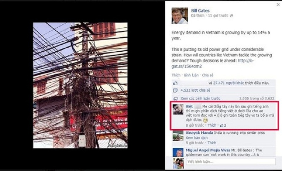 Bình luận khiếm nhã trên facebook, "anh hùng bàn phím" Việt bị nữ cosplay nhắc nhở - 4 Bill Gates và bài viết gây “bão” một thời