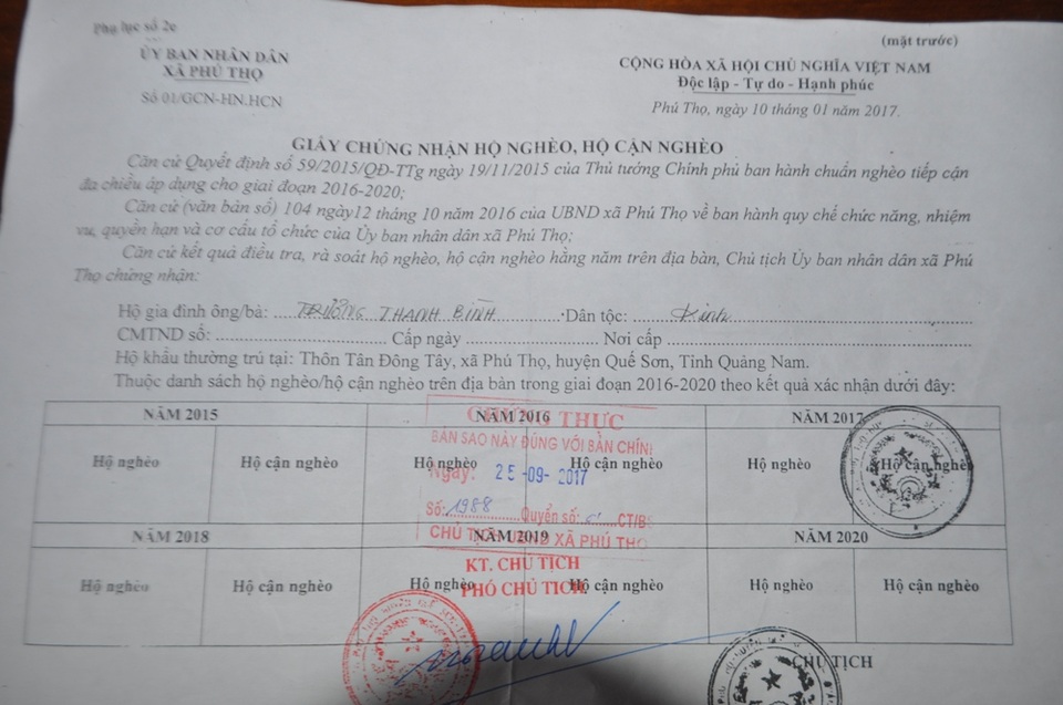 Đau xót hoàn cảnh của cháu bé 3 tuổi mắc bệnh u lao màng não - 4 Giấy chứng nhận hoàn cảnh khó khăn của gia đình