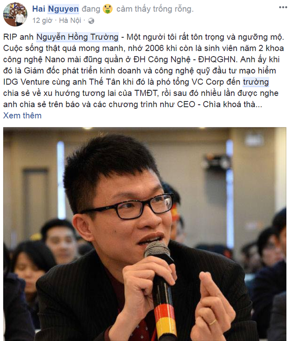 Giới công nghệ bàng hoàng trước tin phó Chủ tịch quỹ IDG đột ngột qua đời - 4 Giới công nghệ bàng hoàng trước tin phó Chủ tịch quỹ IDG đột ngột qua đời - 4