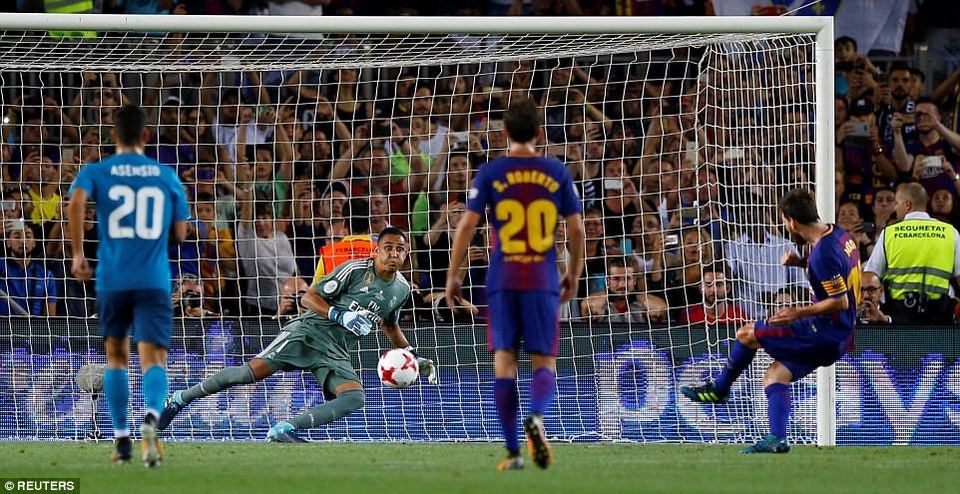 Barcelona 1-3 Real Madrid: C.Ronaldo ghi bàn và nhận thẻ đỏ - 2
Messi gỡ hòa trên chấm phạt đền cho Barcelona