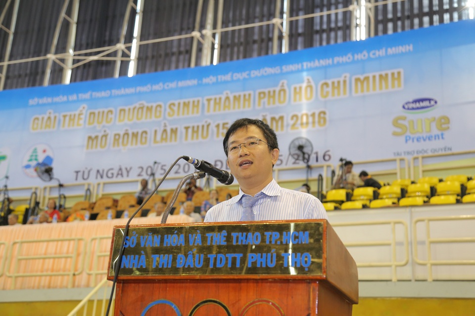 Đồng diễn Thể dục dưỡng sinh có số lượng người cao tuổi tham gia đông nhất - 5 Ông Mai Thanh Việt – Giám Đốc Marketing ngành hàng sữa bột Vinamilk phát biểu tại Giải thi đấu