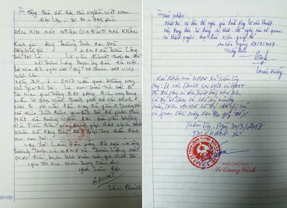 Số phận nghiệt ngã của cô giáo trẻ dạy Văn - 5 Giấy xác nhận hoàn cảnh khó khăn nhà chồng chị Huyền
