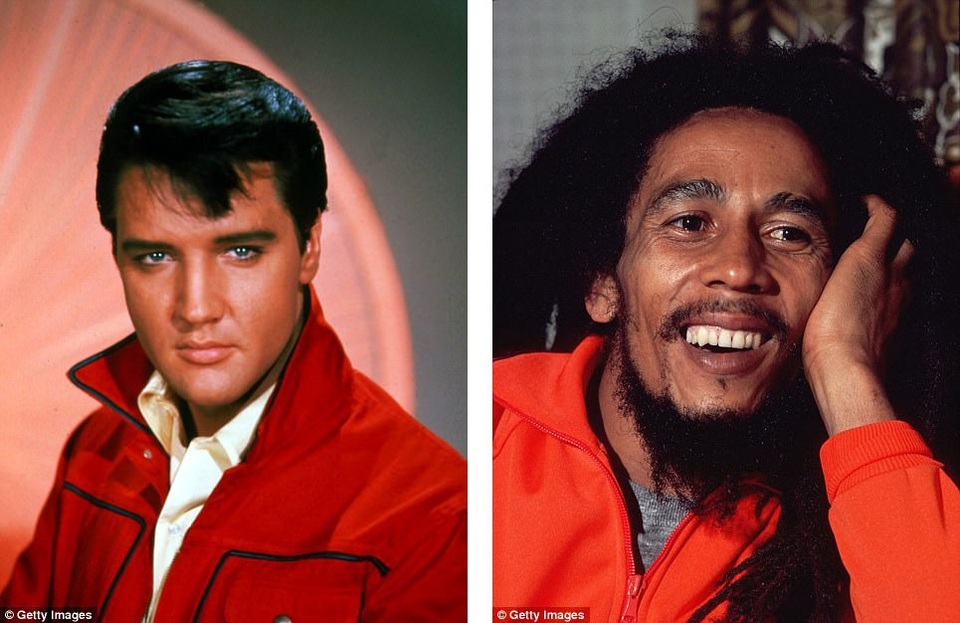 Cách các nghệ sĩ quá cố… kiếm bộn tiền - 2 “Ông hoàng nhạc rock & roll” Elvis Presley (trái) đứng vị trí thứ 4 (với 35 triệu USD); nam ca sĩ Bob Marley đứng thứ 5 (với 23 triệu USD).