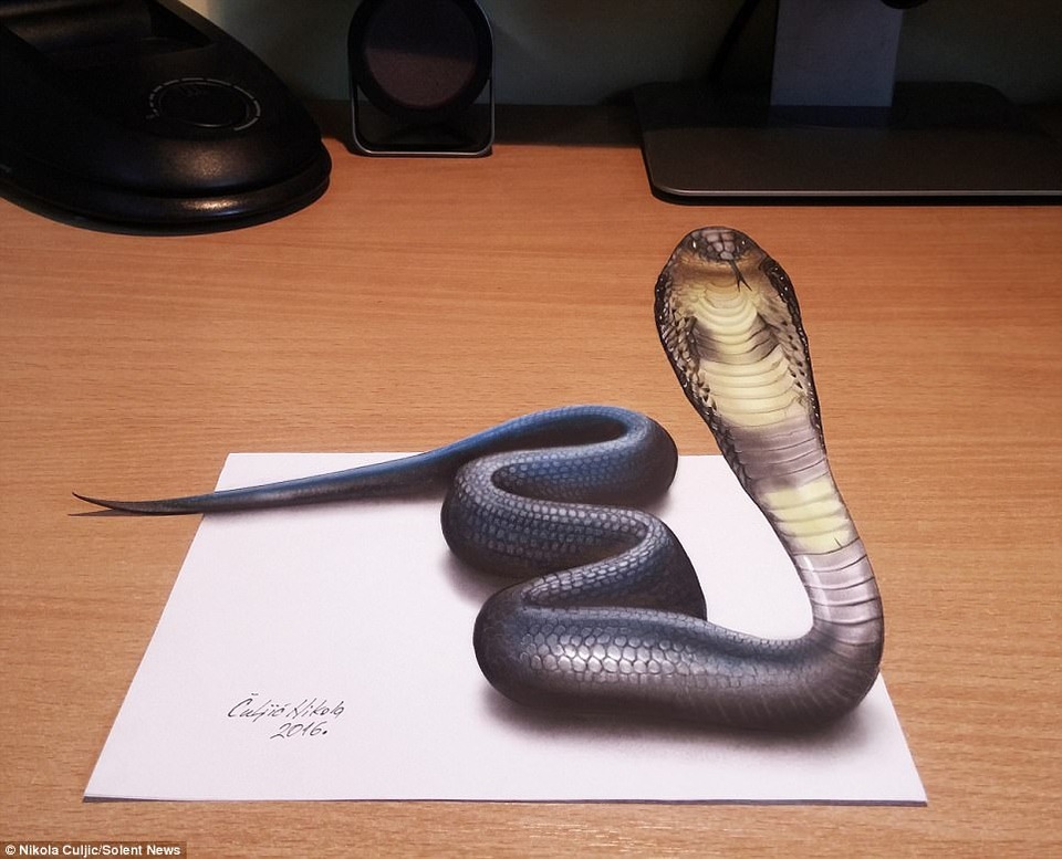 Choáng ngợp trước những bức vẽ 3D đánh lừa thị giác - 9 Nikola cho rằng đối với vẽ 3D, phủ bóng chính là điều quan trọng nhất để tạo nên độ chân thực cho tác phẩm.
