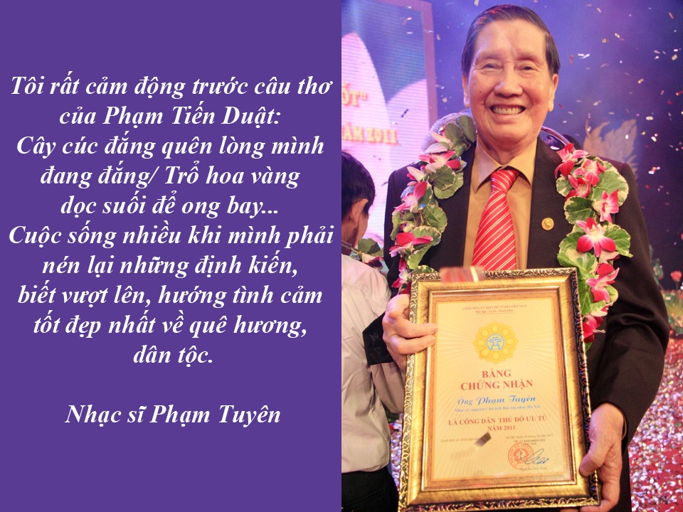 “Nóng” chuyện trùng tu di tích - 7 Nhạc sĩ Phạm Tuyên: “Tôi không phải người chép sử bằng âm nhạc” - Là nhạc sĩ có gia tài đồ sộ với trên 700 ca khúc, người được vinh danh với nhiều giải thưởng cao quý, được công chúng yêu mến gọi là “người chép sử bằng âm nhạc”, “nhạc sĩ của thiếu nhi”, “kẻ sĩ của đất Bắc Hà”… nhưng Phạm Tuyên lại có suy nghĩ rất khác về những danh xưng ấy!