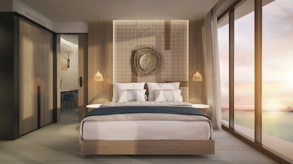 Condotel kiến trúc sóng biển độc đáo hút nhà đầu tư - 7 Lấy cảm hứng từ sắc xanh ngọc bích tươi mát cùng hơi thở phóng khoáng của biển khơi, kiến trúc nội thất như hình ảnh thu nhỏ cả đại dương mênh mông trong từng căn hộ.