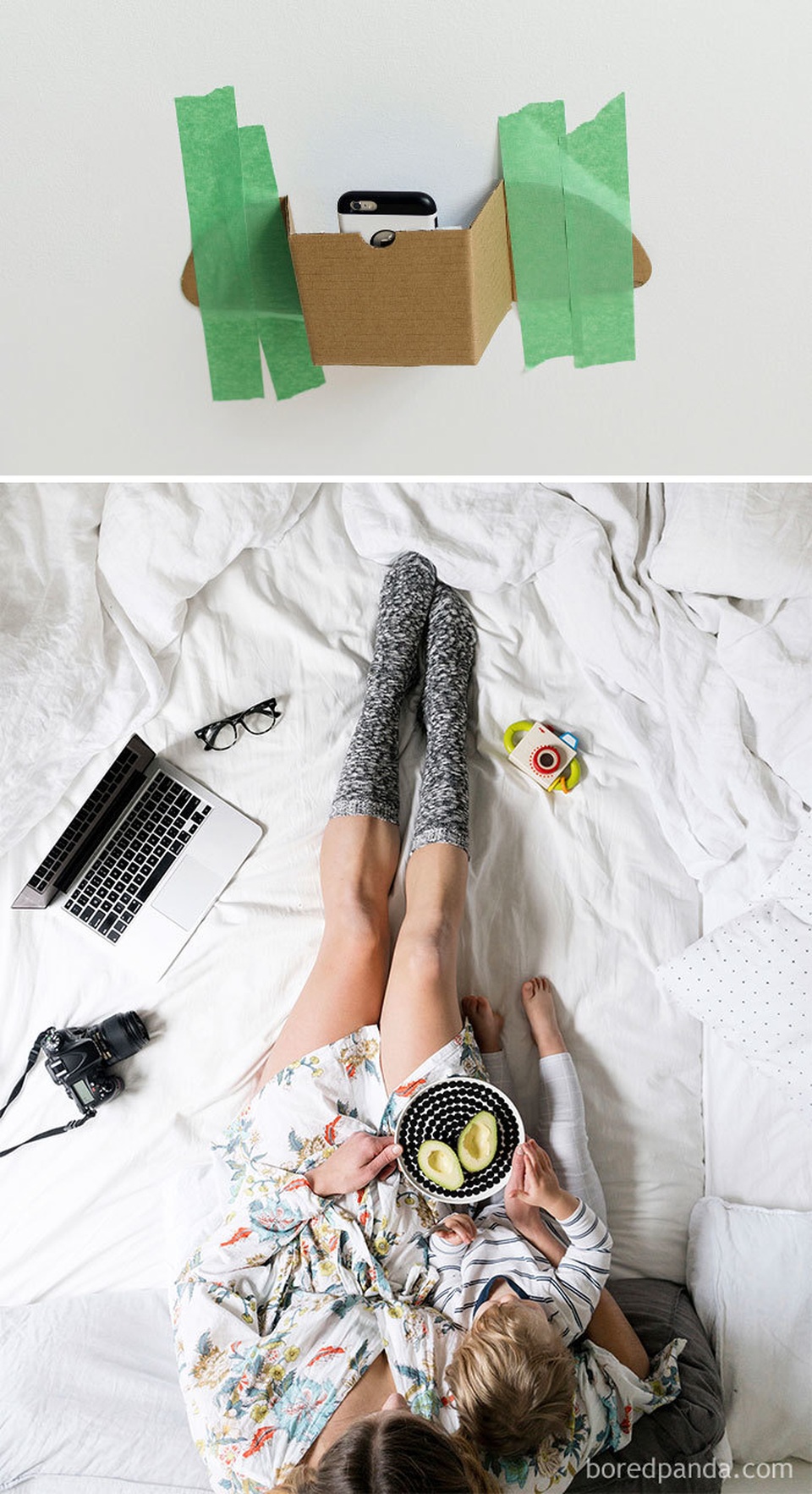 Dùng phương pháp ... thủ công để gắn camera lên trần nhà và chụp những pô ảnh độc đáo.