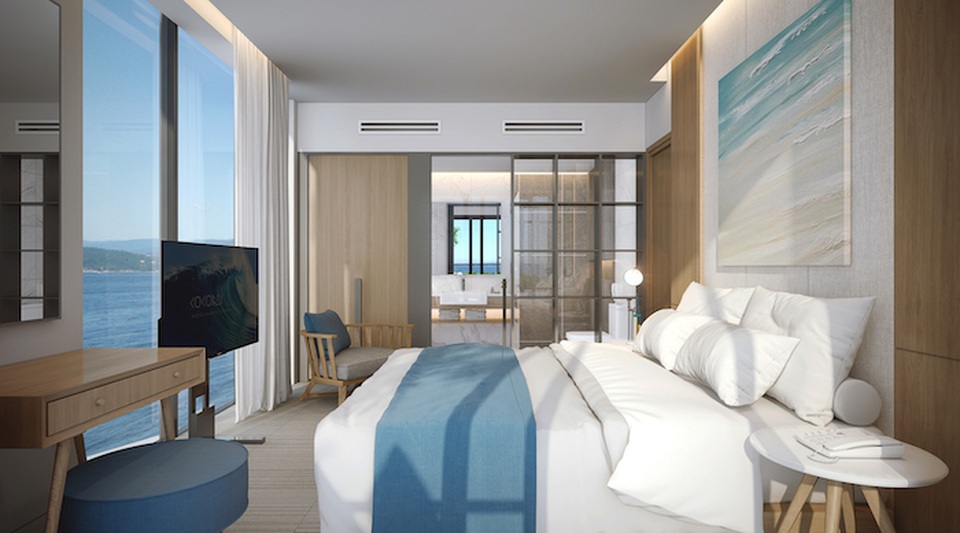 Condotel kiến trúc sóng biển độc đáo hút nhà đầu tư - 8 Căn condotel 2 phòng ngủ được kế rộng thoáng với việc sử dụng tường kính tràn từ trần đến sàn căn hộ.