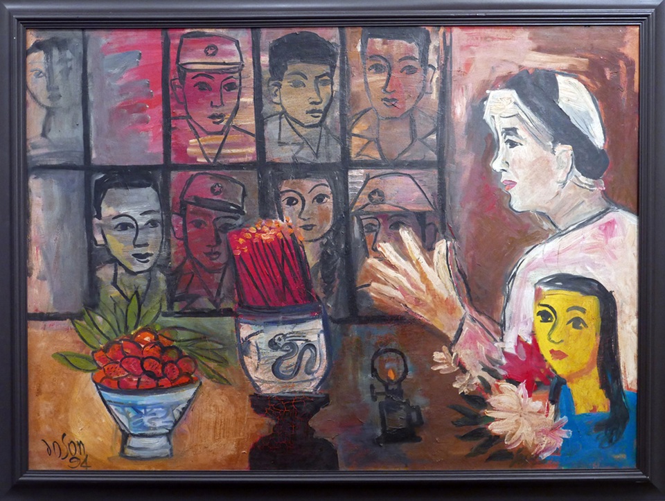 “Những năm tháng không quên” qua tranh của họa sĩ thời chiến - 13
Tranh sơn dầu Tấm lòng người mẹ của hoạ sĩ Đỗ Sơn mang đến cho người xem sự cảm nhận sâu sắc về những hy sinh vì độc lập dân tộc, vì cuộc sống bình yên tươi đẹp hôm nay.