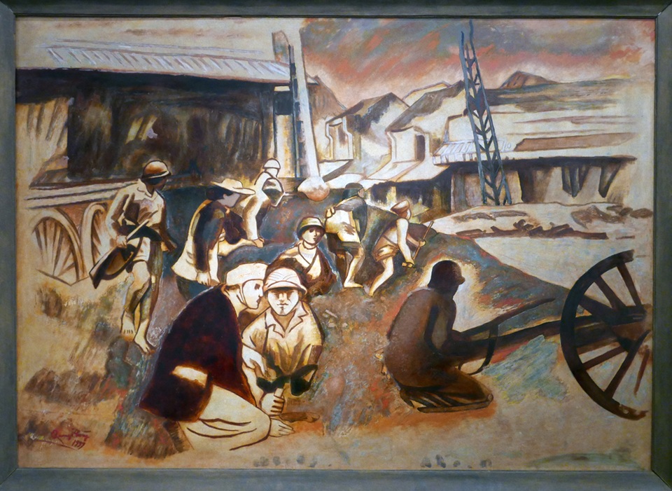 “Những năm tháng không quên” qua tranh của họa sĩ thời chiến - 7
Phố cổ Hà Nội trong tác phẩm sơn mài Thủ đô kháng chiến của hoạ sĩ Nguyễn Quang Phòng.