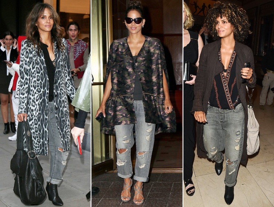 “Sao” và những món đồ cưng - 17
Halle Berry kết hợp quần bò Boyfriend với nhiều kiểu áo khác nhau