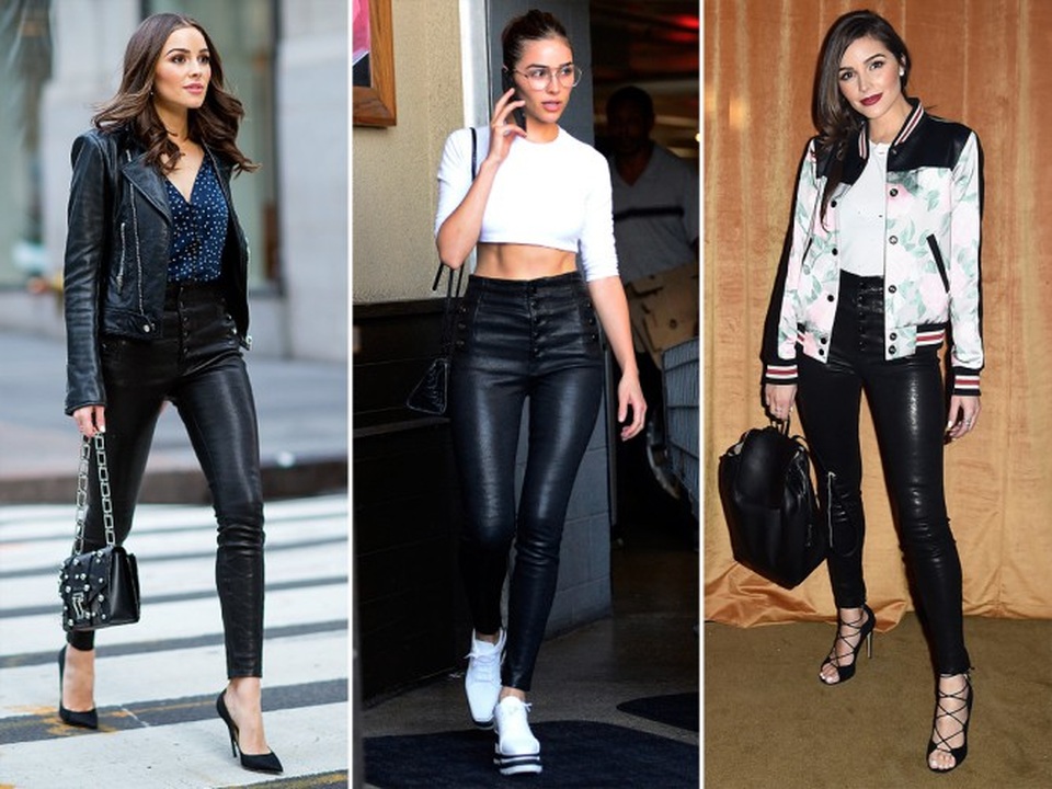 “Sao” và những món đồ cưng - 21
Hoa hậu Olivia Culpo và chiếc quần da quen thuộc của hãng J Brand