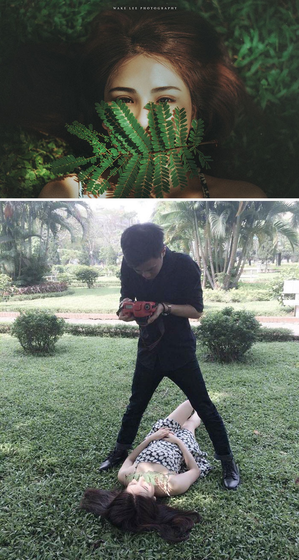 Cảnh hậu trường siêu hài hước sau những khung hình "đẹp lung linh" - 3 Hóa ra đây là cách giúp các cô gái đẹp mơ màng với chiếc lá