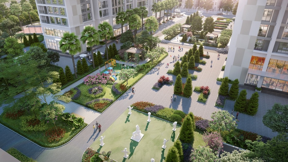 Hệ thống tiện ích, cảnh quan nằm giữa các tòa tháp G1 và G2