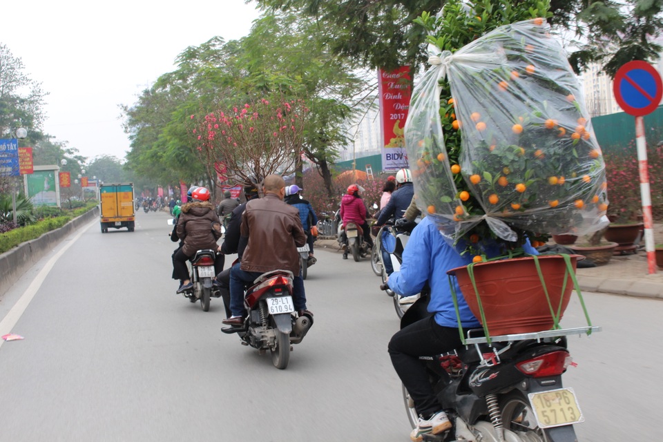 Người dân Thủ đô nườm nượp xuống phố "chở Tết" về nhà - 4 Người dân nườm nượp xuống phố mang tết về nhà.