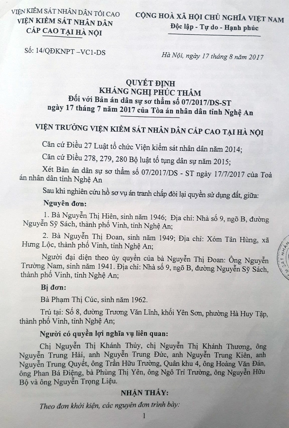 Kháng nghị, huỷ toàn bộ bản án vụ 13 năm, 10 phiên tòa mòn mỏi đi đòi một mảnh đất! - 3 Kháng nghị, huỷ toàn bộ bản án vụ 13 năm, 10 phiên tòa mòn mỏi đi đòi một mảnh đất! - 3