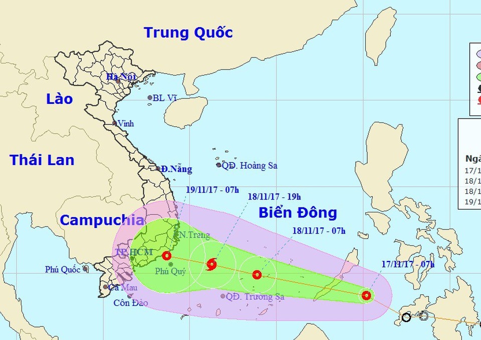 Áp thấp nhiệt đới khả năng thành bão đang tiến vào Biển Đông - 1 Vị trí và hướng di chuyển của áp thấp nhiệt đới (Ảnh: NCHMF).